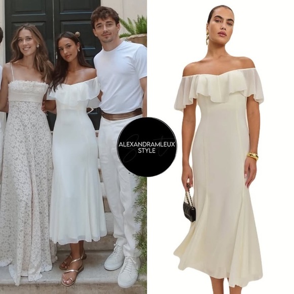 Reformation Dresses & Skirts - NWT Reformation Charee Ruffle Off Shoulder Short Sleeve Cape Midi Maxi Dress